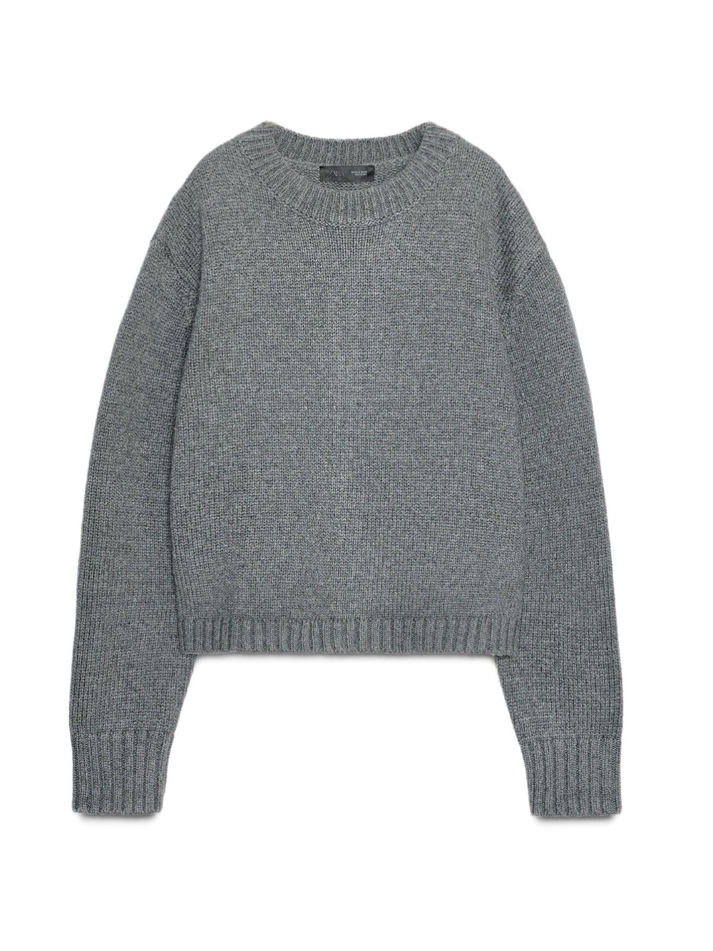 Zara Charcoal Gray Crewneck Boxy Knit Sweater S